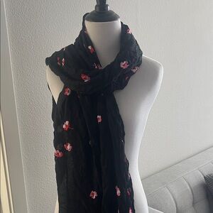 Floral Black Scarf